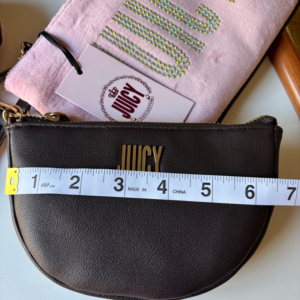 Juicy Couture Pink & Black Triple Pouch Keyring Set with Gold Accents - Picture 7 of 12